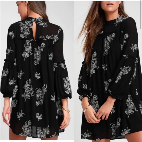 Lulus Dresses & Skirts - No one quite like you black embroidered shift dres